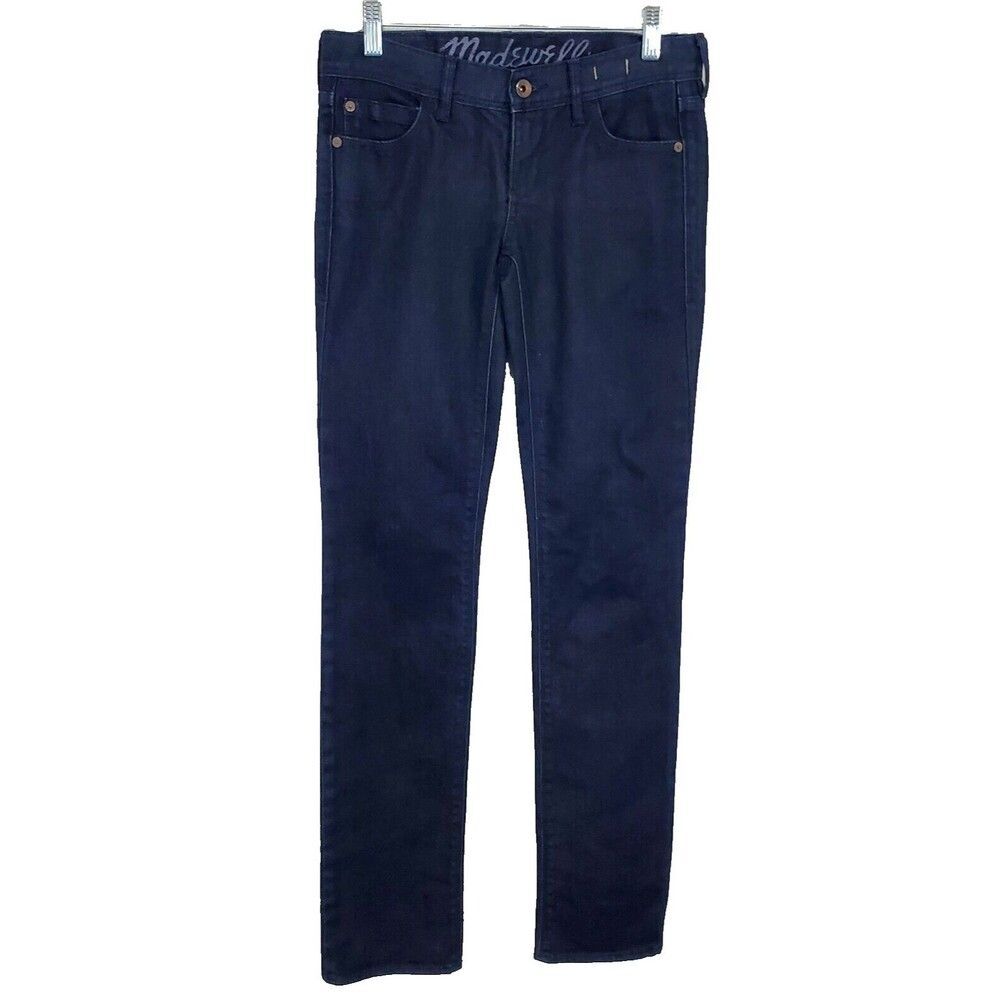 Madewell Jeans 25x34 (Actual 28 x 33) Navy Blue Coated Skinny Stretch Denim Low